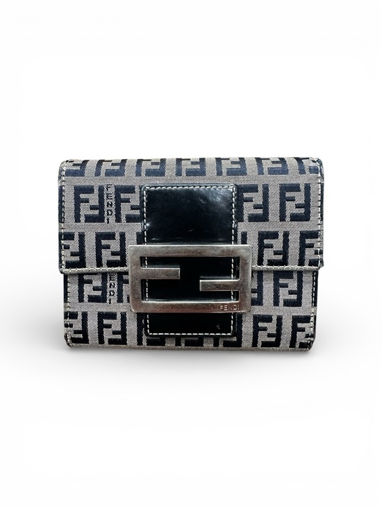 Vintage Fendi Zucca FF Baguette Wallet Canvas & Leather
